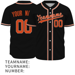 Custom Black Orange Personalized Classic Style Authentic Baseball Jersey