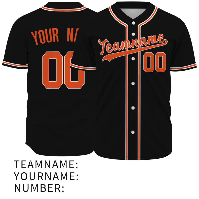 Custom Black Orange Personalized Classic Style Authentic Baseball Jersey