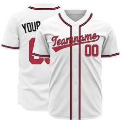 Custom White Red Black Classic Style Authentic Baseball Jersey