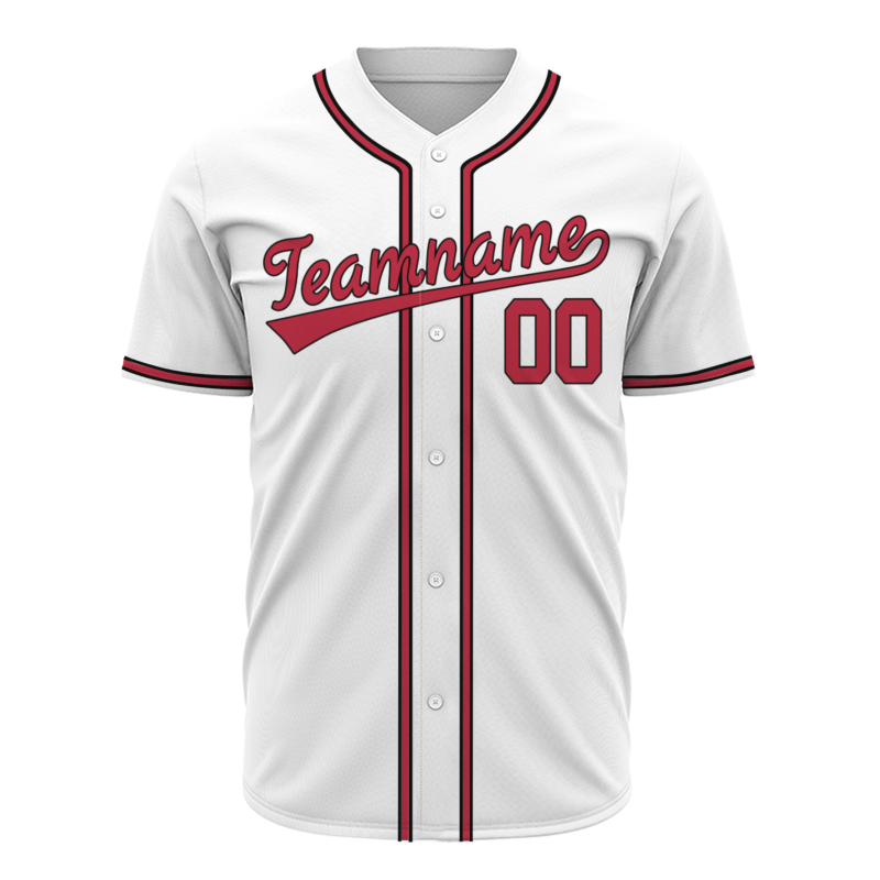 Custom White Red Black Classic Style Authentic Baseball Jersey