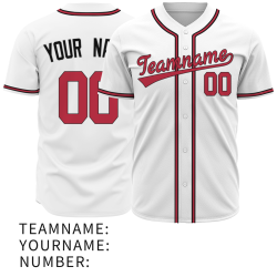 Custom White Red Black Classic Style Authentic Baseball Jersey