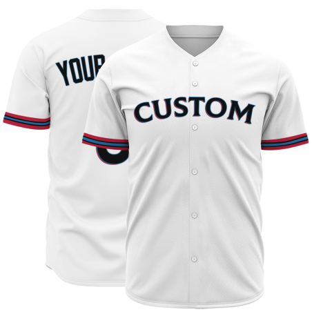 Custom White Red Black Classic Style Authentic Baseball Jersey