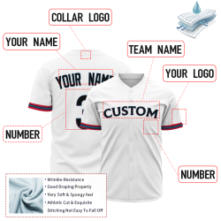 Custom White Red Black Classic Style Authentic Baseball Jersey