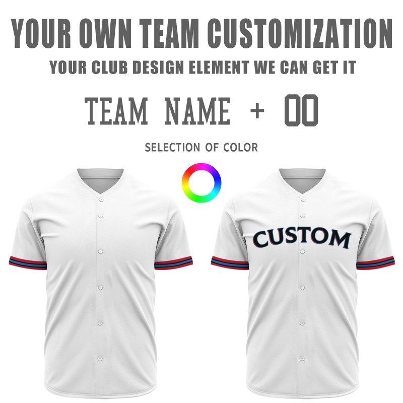 Custom White Red Black Classic Style Authentic Baseball Jersey