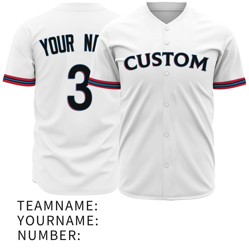 Custom White Red Black Classic Style Authentic Baseball Jersey