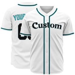 Custom White Green Black Fashion Design Classic Style Button Baseball Jersey