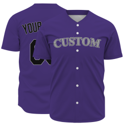 Custom Purple Black Gray Fashion Design Classic Style Button Baseball Jersey