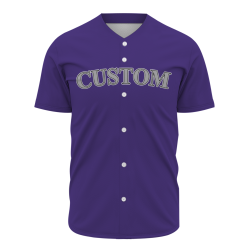 Custom Purple Black Gray Fashion Design Classic Style Button Baseball Jersey