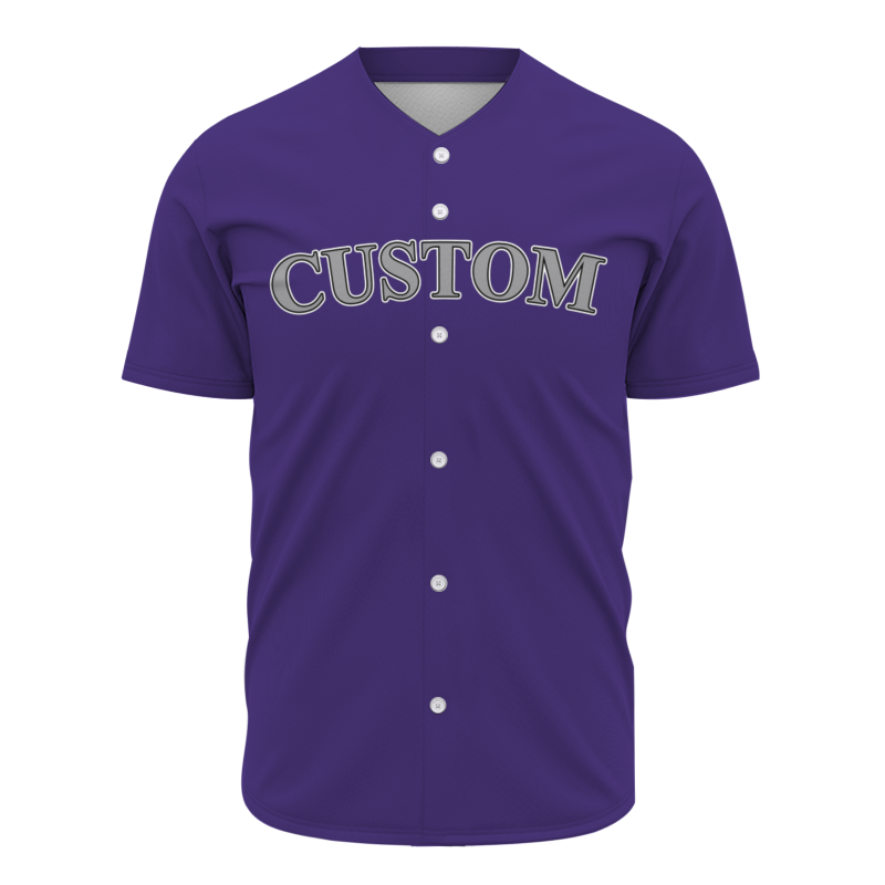 Custom Purple Black Gray Fashion Design Classic Style Button Baseball Jersey