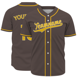 Custom Brown Yellow Fashion Design Classic Style Button Baseball Jersey