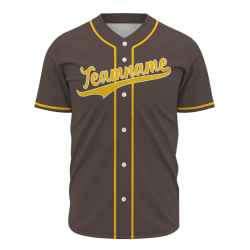 Custom Brown Yellow Fashion Design Classic Style Button Baseball Jersey
