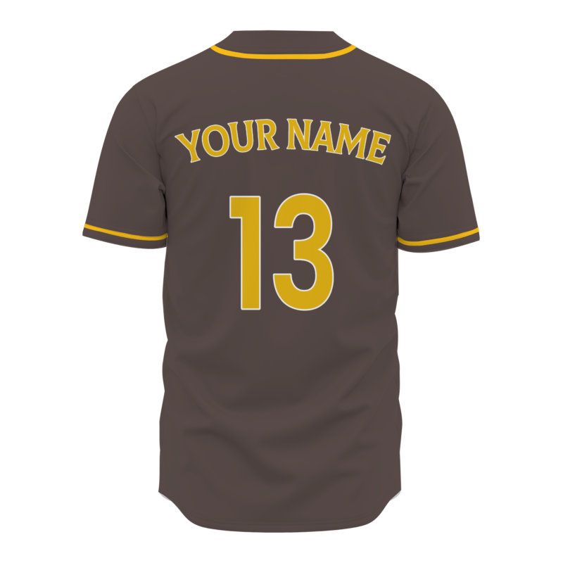 Custom Brown Yellow Fashion Design Classic Style Button Baseball Jersey
