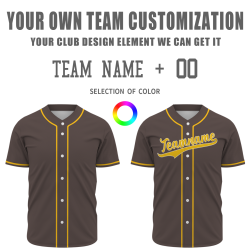 Custom Brown Yellow Fashion Design Classic Style Button Baseball Jersey