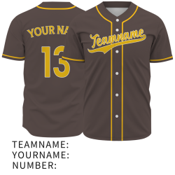 Custom Brown Yellow Fashion Design Classic Style Button Baseball Jersey