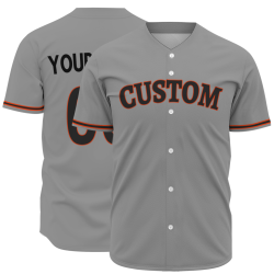 Custom Gray Red Black Fashion Design Classic Style Button Baseball Jersey