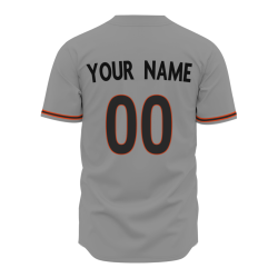 Custom Gray Red Black Fashion Design Classic Style Button Baseball Jersey