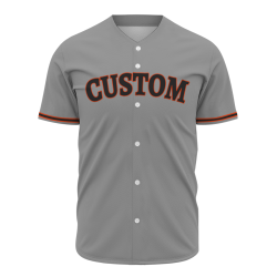 Custom Gray Red Black Fashion Design Classic Style Button Baseball Jersey