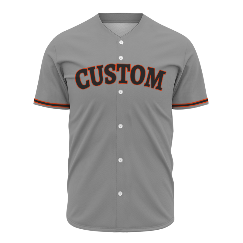 Custom Gray Red Black Fashion Design Classic Style Button Baseball Jersey