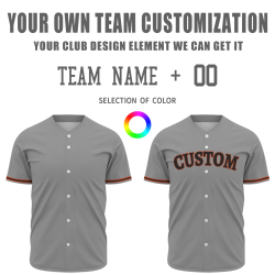 Custom Gray Red Black Fashion Design Classic Style Button Baseball Jersey