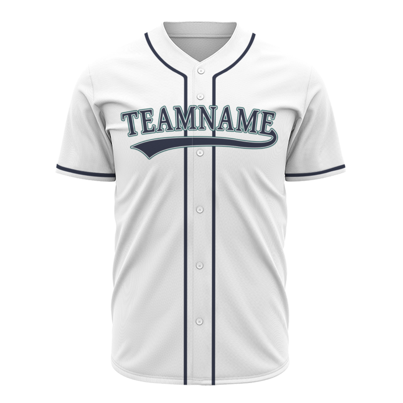 Custom White Black Green Fashion Design Classic Style Button Baseball Jersey
