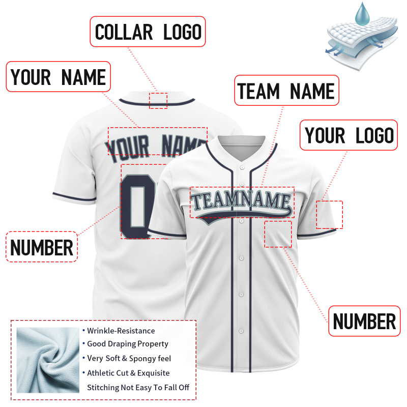 Custom White Black Green Fashion Design Classic Style Button Baseball Jersey