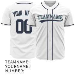 Custom White Black Green Fashion Design Classic Style Button Baseball Jersey
