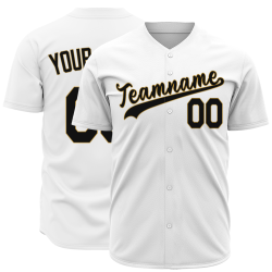 Custom White Yellow Black Fashion Design Classic Style Button Baseball Jersey
