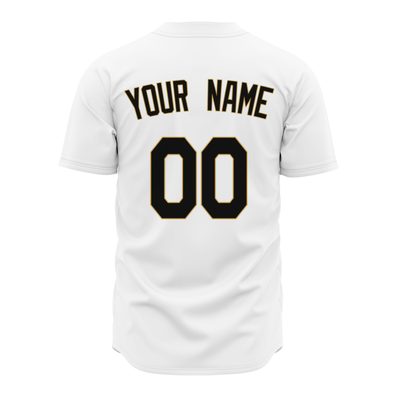 Custom White Yellow Black Fashion Design Classic Style Button Baseball Jersey
