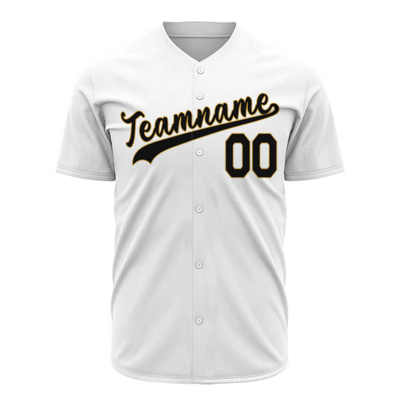 Custom White Yellow Black Fashion Design Classic Style Button Baseball Jersey
