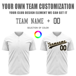 Custom White Yellow Black Fashion Design Classic Style Button Baseball Jersey