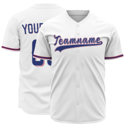 Custom White Blue Red Fashion Design Classic Style Button Baseball Jersey