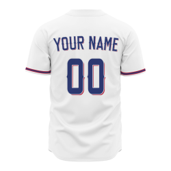Custom White Blue Red Fashion Design Classic Style Button Baseball Jersey