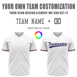 Custom White Blue Red Fashion Design Classic Style Button Baseball Jersey