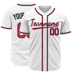 Custom White Red Black Fashion Design Classic Style Button Baseball Jersey