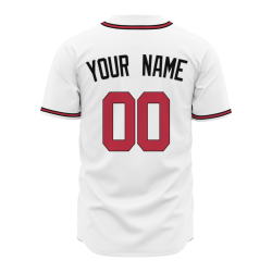 Custom White Red Black Fashion Design Classic Style Button Baseball Jersey