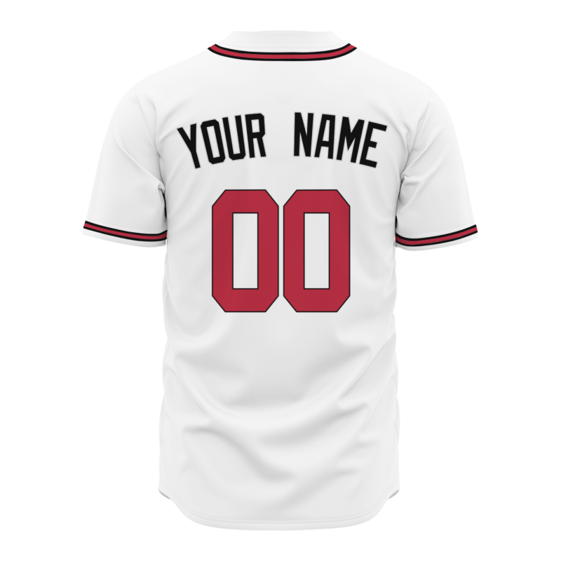 Custom White Red Black Fashion Design Classic Style Button Baseball Jersey