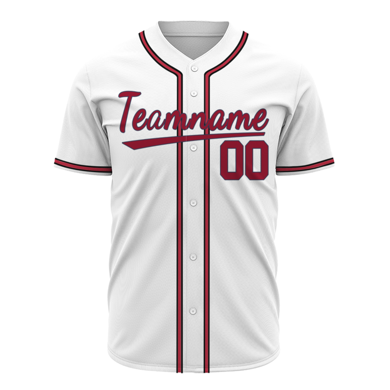 Custom White Red Black Fashion Design Classic Style Button Baseball Jersey