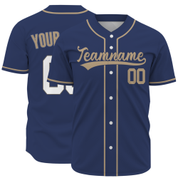 Custom Navy Blue Brown White Fashion Design Classic Style Button Down Baseball Jersey
