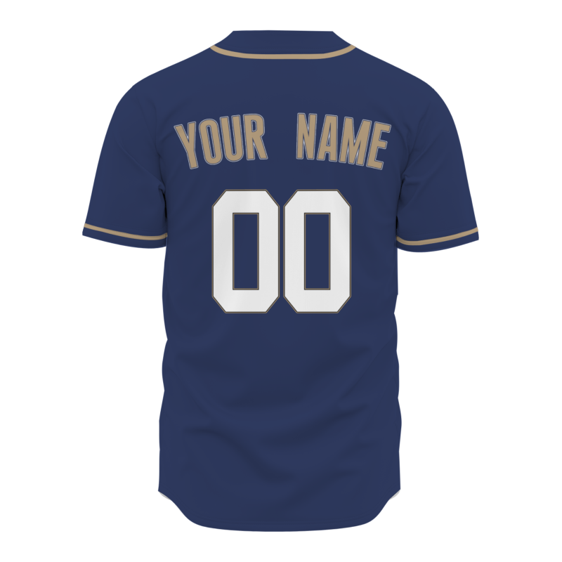 Custom Navy Blue Brown White Fashion Design Classic Style Button Down Baseball Jersey