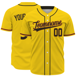 Custom Yellow Black Red Fashion Design Classic Style Button Down Baseball Jersey