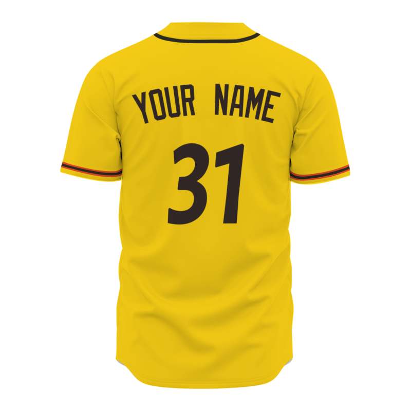 Custom Yellow Black Red Fashion Design Classic Style Button Down Baseball Jersey