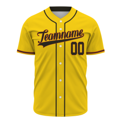 Custom Yellow Black Red Fashion Design Classic Style Button Down Baseball Jersey