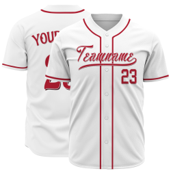 Custom White Red Fashion Design Classic Style Button Down Baseball Jersey