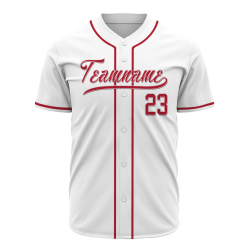 Custom White Red Fashion Design Classic Style Button Down Baseball Jersey