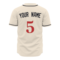 Custom Beige Black Red Fashion Design Classic Style Button Down Baseball Jersey