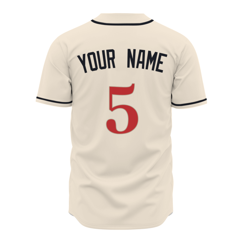 Custom Beige Black Red Fashion Design Classic Style Button Down Baseball Jersey