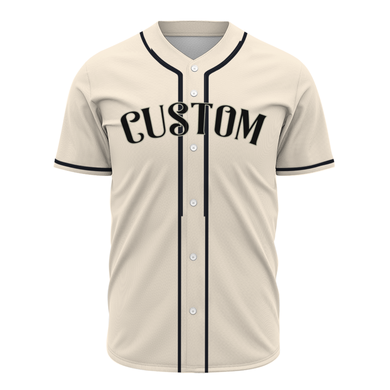 Custom Beige Black Red Fashion Design Classic Style Button Down Baseball Jersey