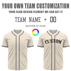 Custom Beige Black Red Fashion Design Classic Style Button Down Baseball Jersey
