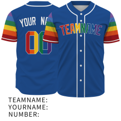 Custom Navy Blue Rainbow Fashion Design Classic Style Button Down Baseball Jersey