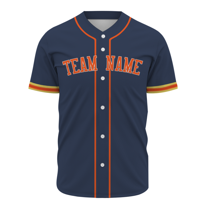 Custom Navy Blue Red Yellow Fashion Design Classic Style Button Down Baseball Jersey